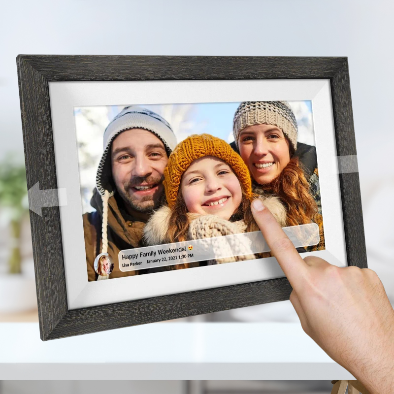 Wood Smart Digital Photo Frame - Touch Screen 10.1 Inch