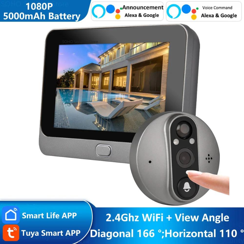 Smart WiFi Door Bell - Eye Peephole Camera