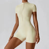 Women Jumpsuit Zipper Shorts  - Short Sleeve