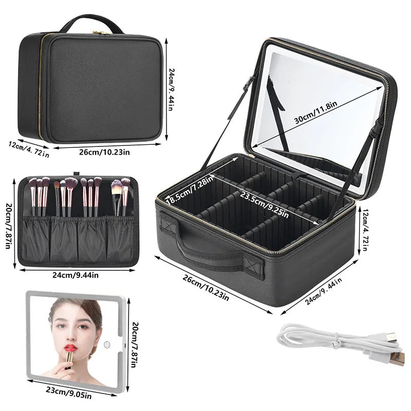 Travel Makeup Bag - Cosmetic Case Smart LED