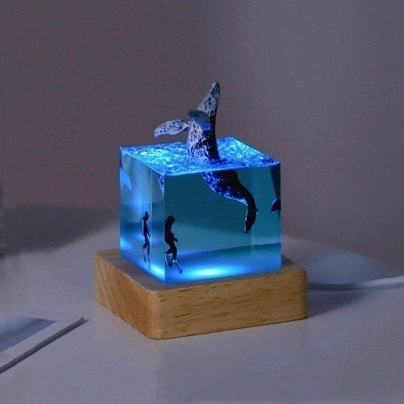 3D Marine Animals Cube - LED Table Lamp