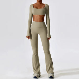 Seamless Women Sportswear - Set 2Pcs Gym Legging and Top Short/Long Sleeve