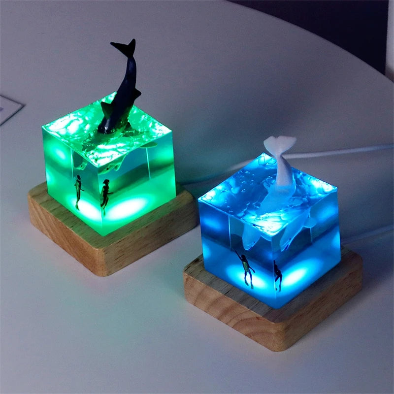 3D Marine Animals Cube - LED Table Lamp