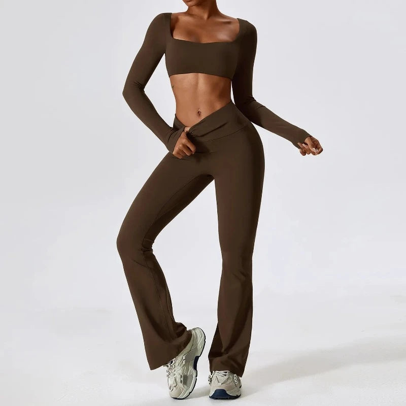 Seamless Women Sportswear - Set 2Pcs Gym Legging and Top Short/Long Sleeve