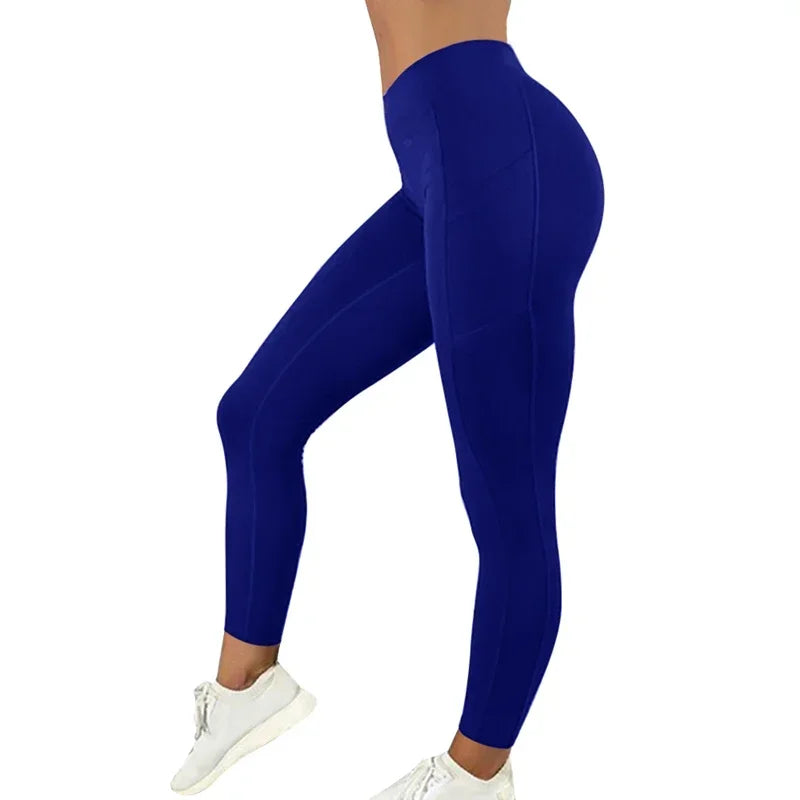 Women Gym Leggings Pocketed - Pants Stretchy