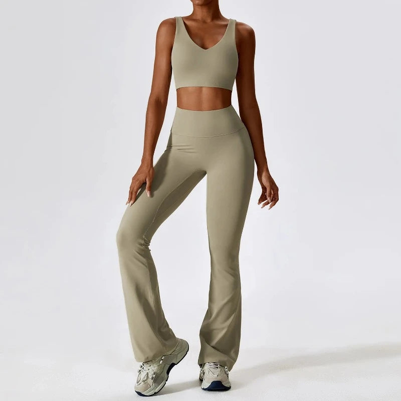 Seamless Women Sportswear - Set 2Pcs Gym Legging and Top Short/Long Sleeve