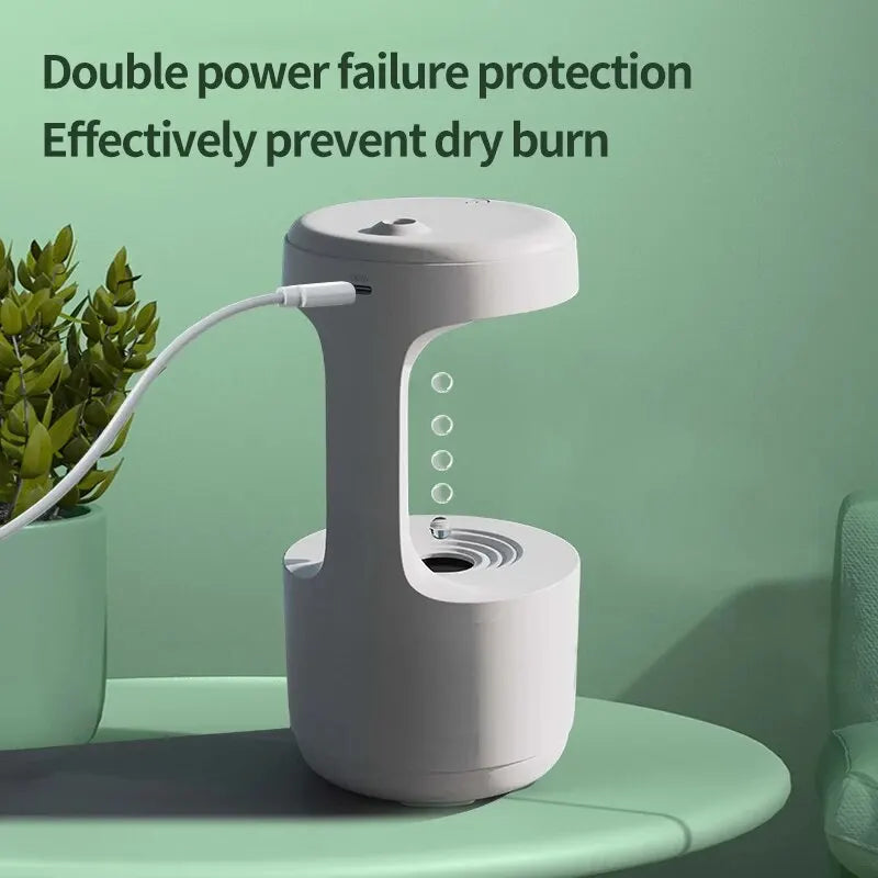 Water Droplet Air Humidifier Anti-Gravity - LED Night Light