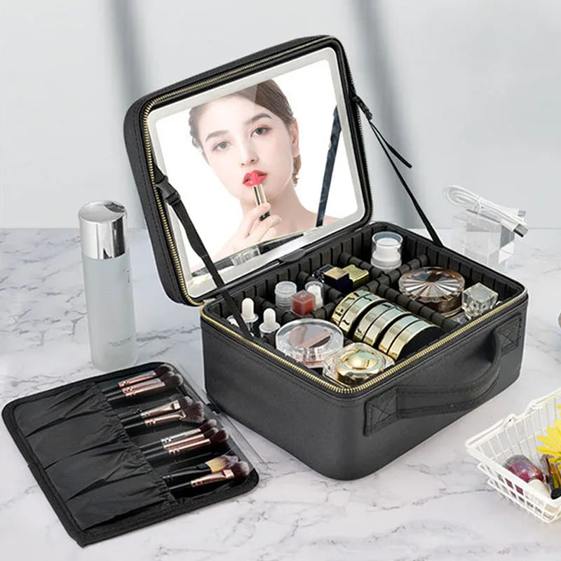 Travel Makeup Bag - Cosmetic Case Smart LED
