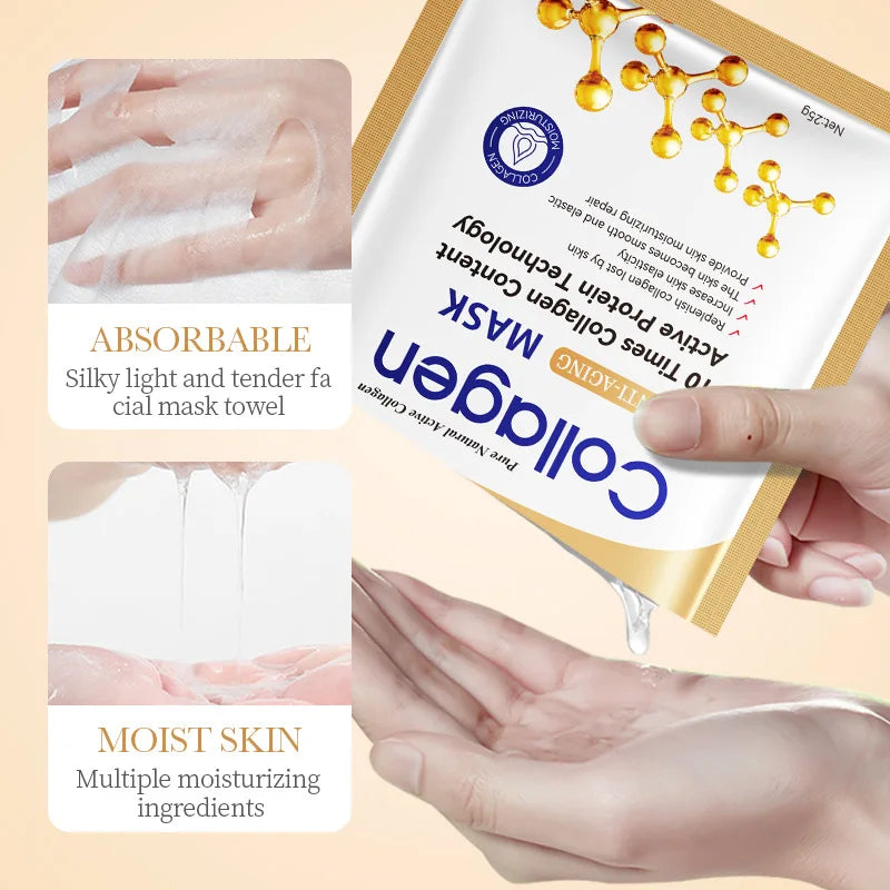 10 Pcs Anti-wrinkle Collagen Face Mask