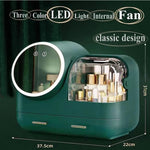 Cosmetic Storage Box - Makeup Organizer Mirror LED Soft Light