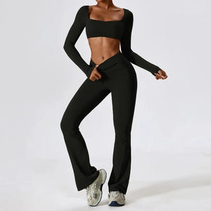 Seamless Women Sportswear - Set 2Pcs Gym Legging and Top Short/Long Sleeve