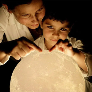 LED 3D Print Moon Lamp - Touch Night Light Rechargeable