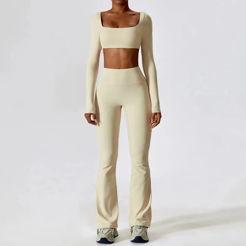 Seamless Women Sportswear - Set 2Pcs Gym Legging and Top Short/Long Sleeve