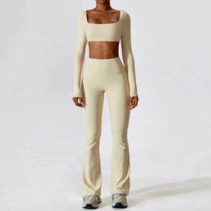 Seamless Women Sportswear - Set 2Pcs Gym Legging and Top Short/Long Sleeve