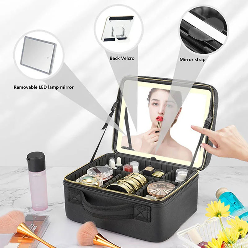 Travel Makeup Bag - Cosmetic Case Smart LED