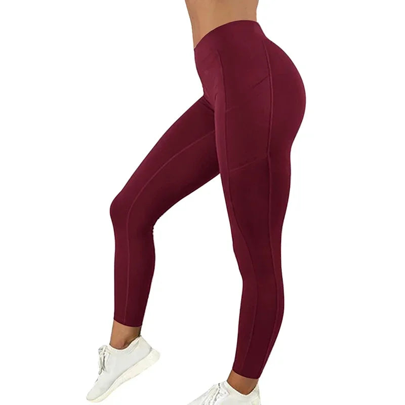 Women Gym Leggings Pocketed - Pants Stretchy