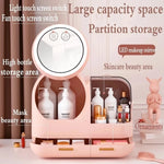 Cosmetic Storage Box - Makeup Organizer Mirror LED Soft Light