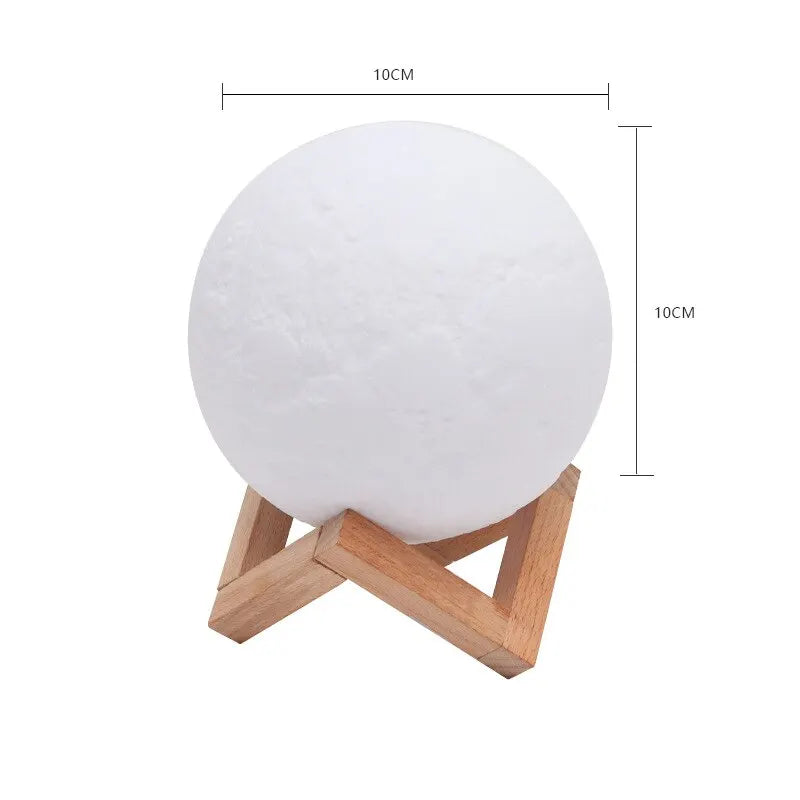 LED 3D Print Moon Lamp - Touch Night Light Rechargeable